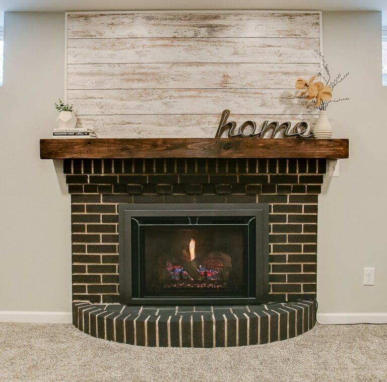 Home Fireplace with decoration on top of the shelf