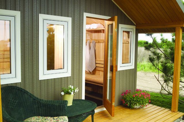 An outdoor sauna is a lovely addition to your backyard.