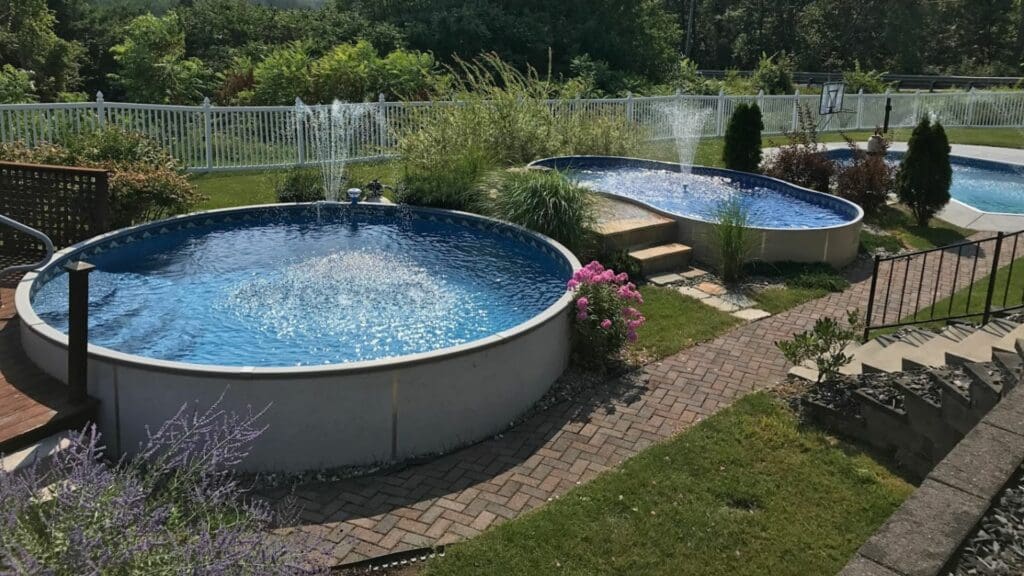 landscaping around an above ground pool